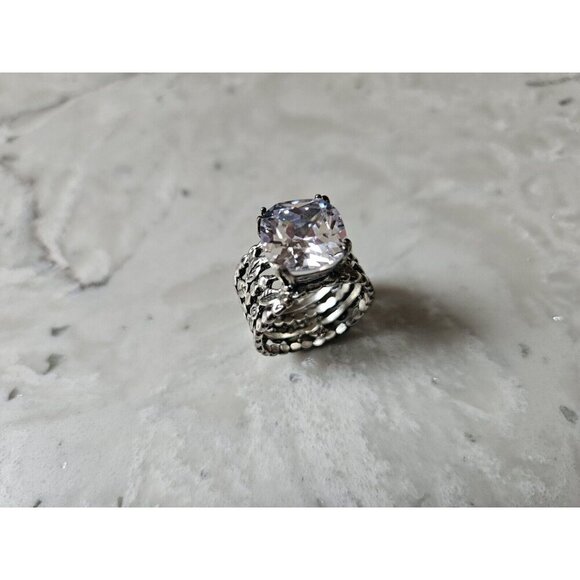 YAM Michal & Yuval 925 Sterling Silver Vintage Israel CZ Ring Size 9 - Picture 4 of 11